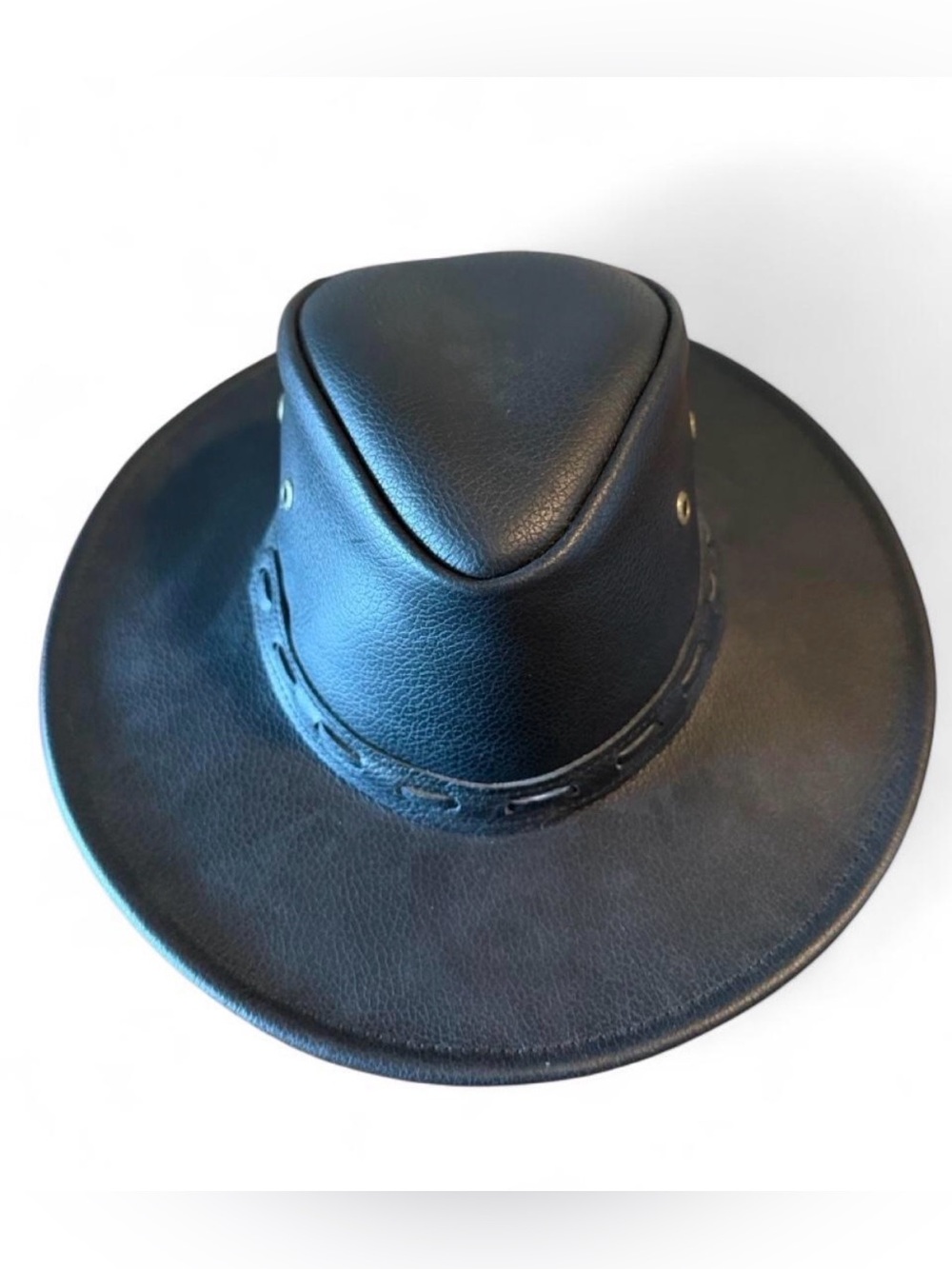 Classic Black Leather Outback Hat